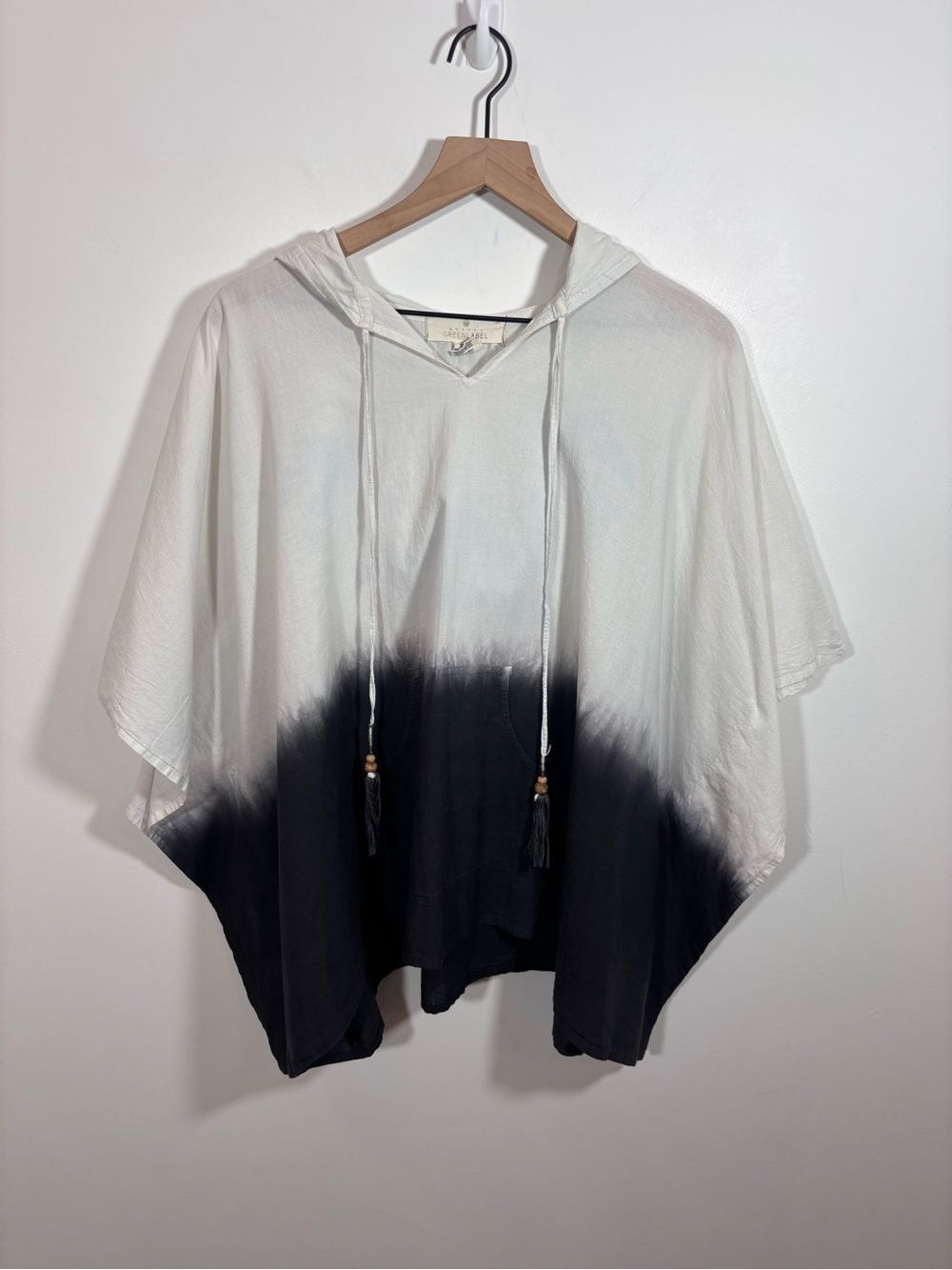Quagga green label cotton hooded poncho one size dip dyed ombre Arm Holes